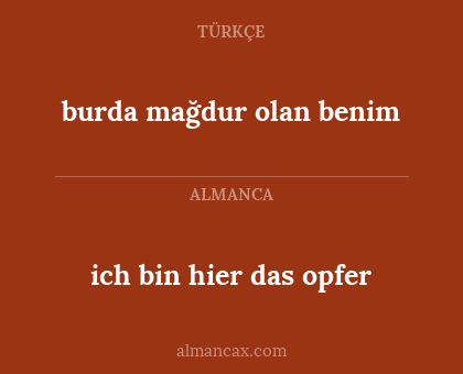 ich bin hier das opfer - burda mağdur olan benim