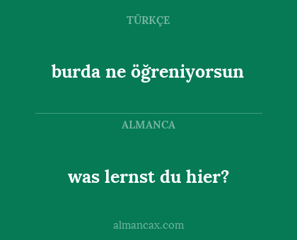 was lernst du hier? - burda ne öğreniyorsun