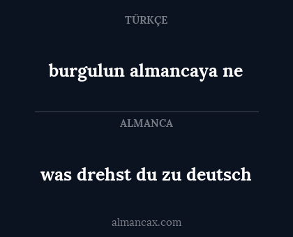 burgulun almancaya ne - was drehst du zu deutsch