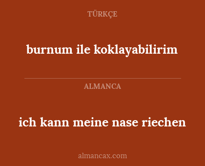 ich kann meine nase riechen - burnum ile koklayabilirim