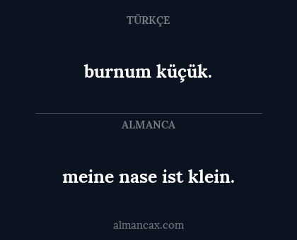 burnum küçük. - meine nase ist klein.