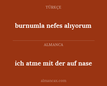 burnumla nefes alıyorum - ich atme mit der auf nase
