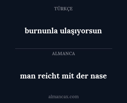 man reicht mit der nase - burnunla ulaşıyorsun
