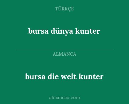 bursa die welt kunter - bursa dünya kunter