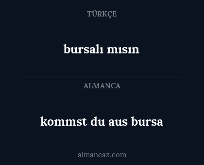 kommst du aus bursa - bursalı mısın
