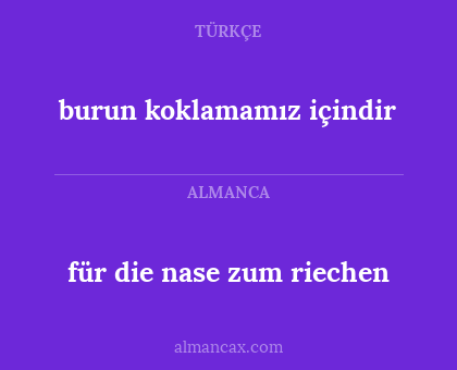 für die nase zum riechen - burun koklamamız içindir