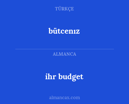 ihr budget - bütcenız