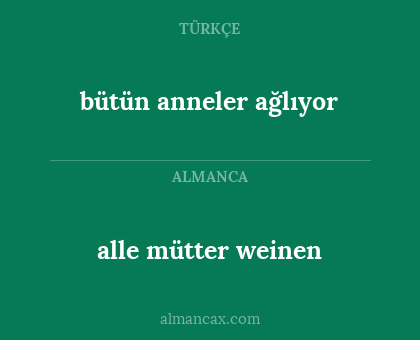bütün anneler ağlıyor - alle mütter weinen