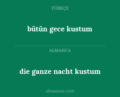 die ganze nacht kustum - bütün gece kustum