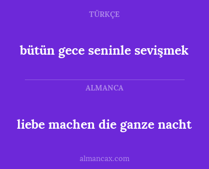 liebe machen die ganze nacht - bütün gece seninle sevişmek