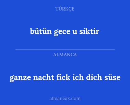 ganze nacht fick ich dich süse - bütün gece u siktir