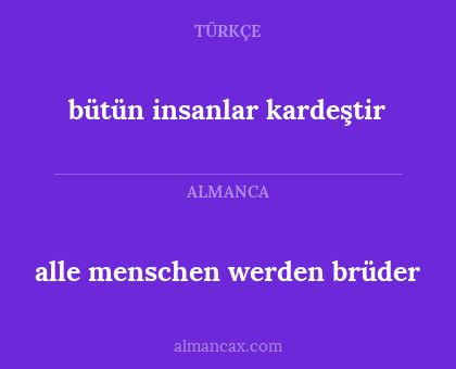 bütün insanlar kardeştir - alle menschen werden brüder