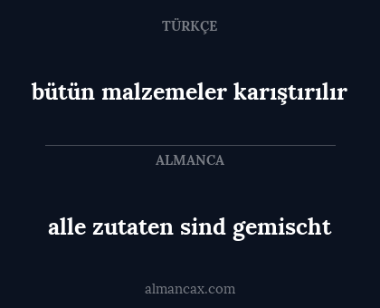 alle zutaten sind gemischt - bütün malzemeler karıştırılır