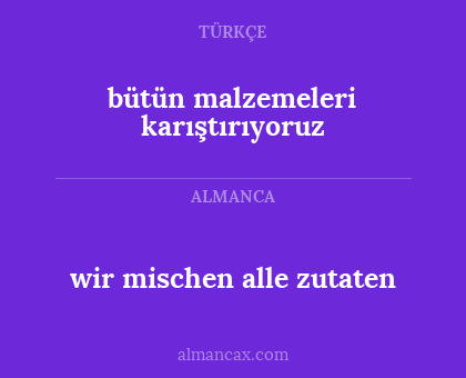 wir mischen alle zutaten - bütün malzemeleri karıştırıyoruz