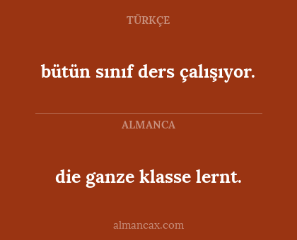 bütün sınıf ders çalışıyor. - die ganze klasse lernt.