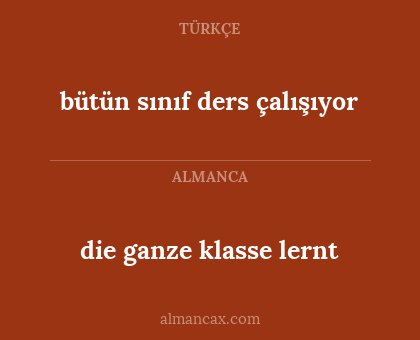 bütün sınıf ders çalışıyor - die ganze klasse lernt