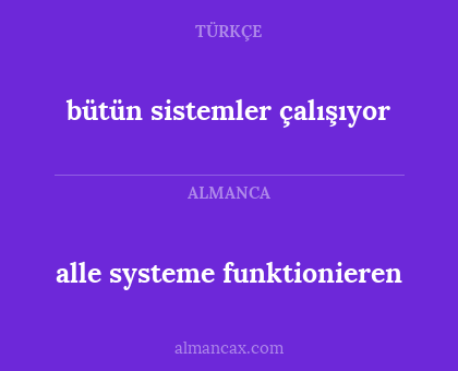 alle systeme funktionieren - bütün sistemler çalışıyor