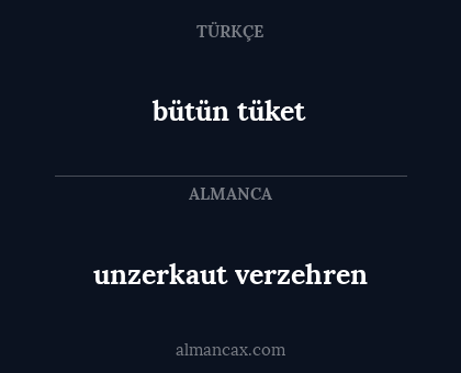 bütün tüket - unzerkaut verzehren