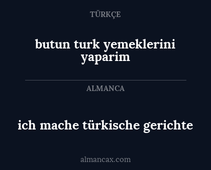 ich mache türkische gerichte - butun turk yemeklerini yaparim