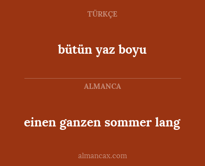 bütün yaz boyu - einen ganzen sommer lang