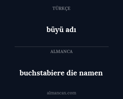 büyü adı - buchstabiere die namen
