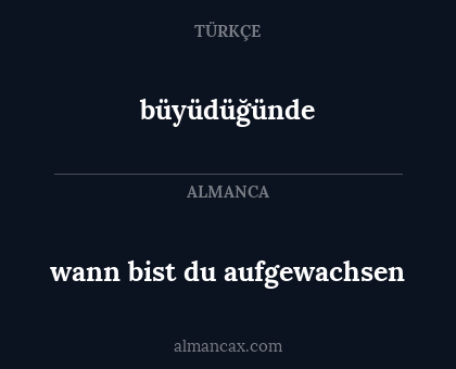 büyüdüğünde - wann bist du aufgewachsen