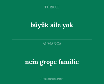 büyük aile yok - nein grope familie