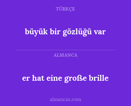 er hat eine große brille - büyük bir gözlüğü var