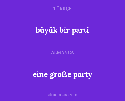 büyük bir parti - eine große party