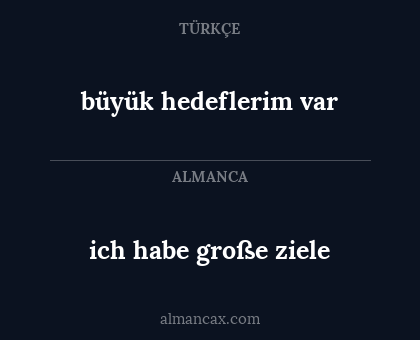 büyük hedeflerim var - ich habe große ziele