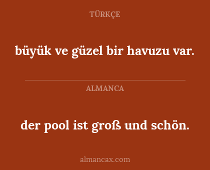 der pool ist groß und schön. - büyük ve güzel bir havuzu var.