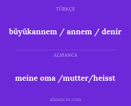 meine oma /mutter/heisst - büyükannem / annem / denir