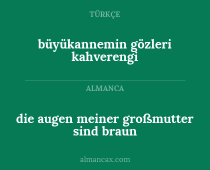 büyükannemin gözleri kahverengi - die augen meiner großmutter sind braun