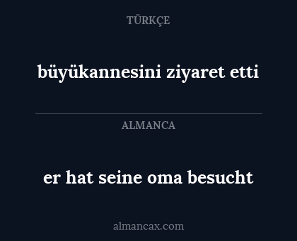 er hat seine oma besucht - büyükannesini ziyaret etti