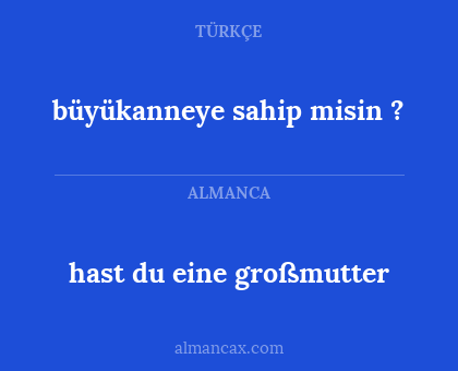 büyükanneye sahip misin ? - hast du eine großmutter