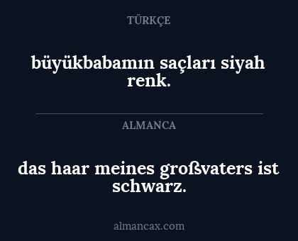 büyükbabamın saçları siyah renk. - das haar meines großvaters ist schwarz.