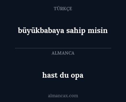 büyükbabaya sahip misin - hast du opa