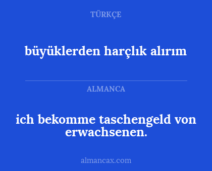 ich bekomme taschengeld von erwachsenen. - büyüklerden harçlık alırım