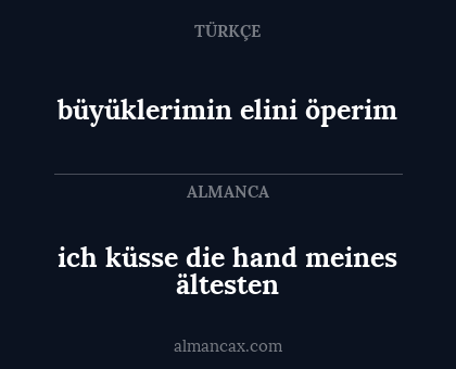ich küsse die hand meines ältesten - büyüklerimin elini öperim