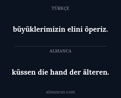 küssen die hand der älteren. - büyüklerimizin elini öperiz.