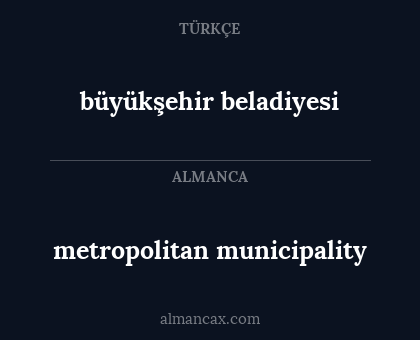 metropolitan municipality - büyükşehir beladiyesi