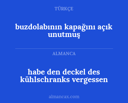buzdolabının kapağını açık unutmuş - habe den deckel des kühlschranks vergessen