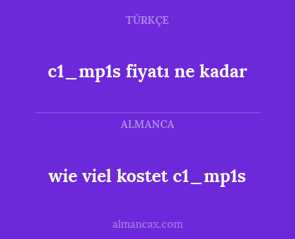 c1_mp1s fiyatı ne kadar - wie viel kostet c1_mp1s