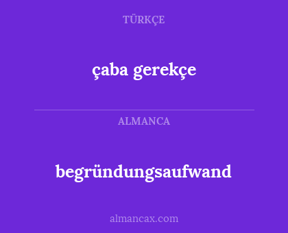 çaba gerekçe - begründungsaufwand