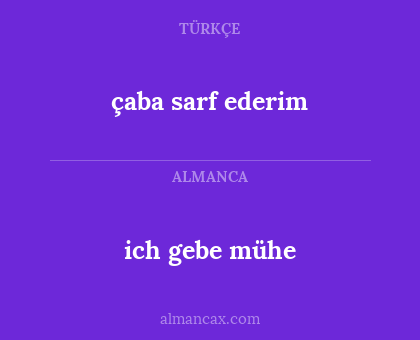 çaba sarf ederim - ich gebe mühe