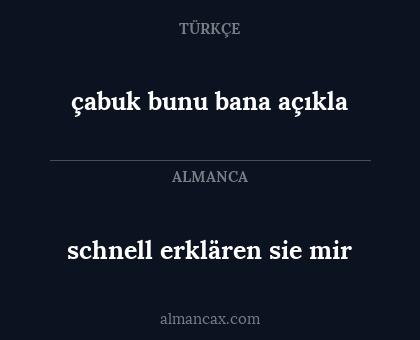 schnell erklären sie mir - çabuk bunu bana açıkla