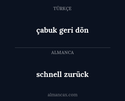 schnell zurück - çabuk geri dön