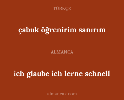 çabuk öğrenirim sanırım - ich glaube ich lerne schnell
