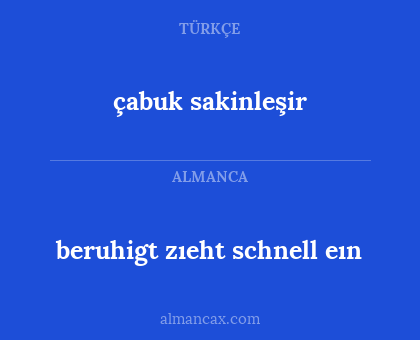 çabuk sakinleşir - beruhigt zıeht schnell eın