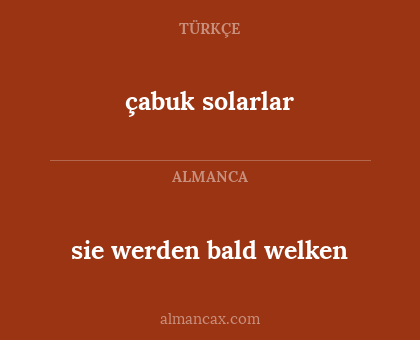 çabuk solarlar - sie werden bald welken